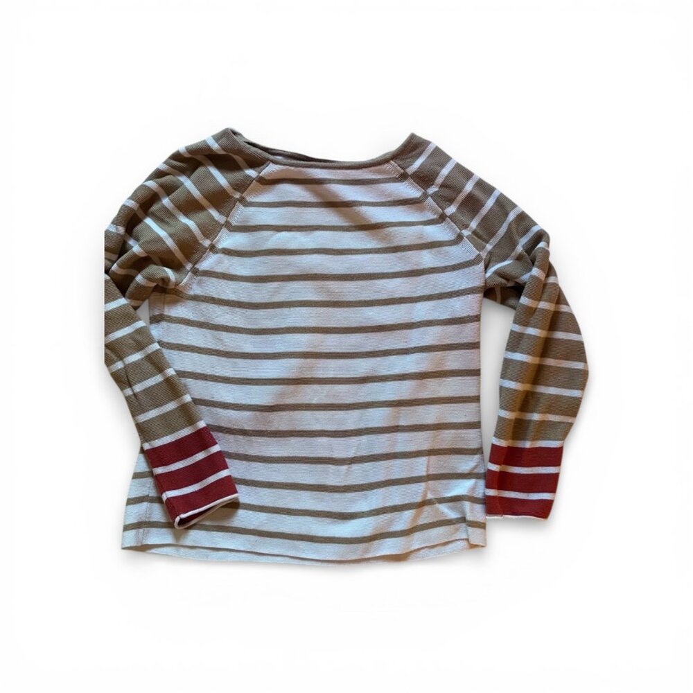 Yargici Striped Long Sleeve Knit Top - Tan and Cream- Size Small - Picture 2 of 4
